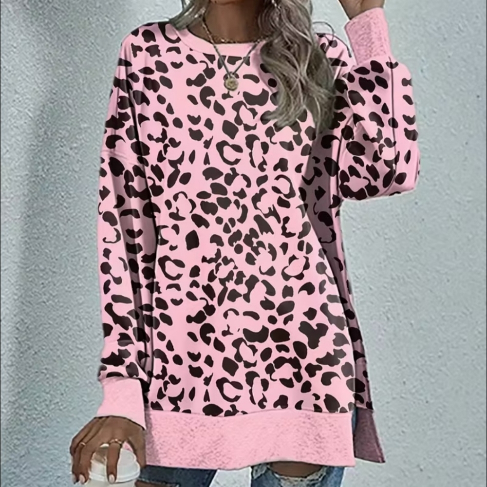 Source Unknown Pink Leopard Print Sweatshirt - image 1